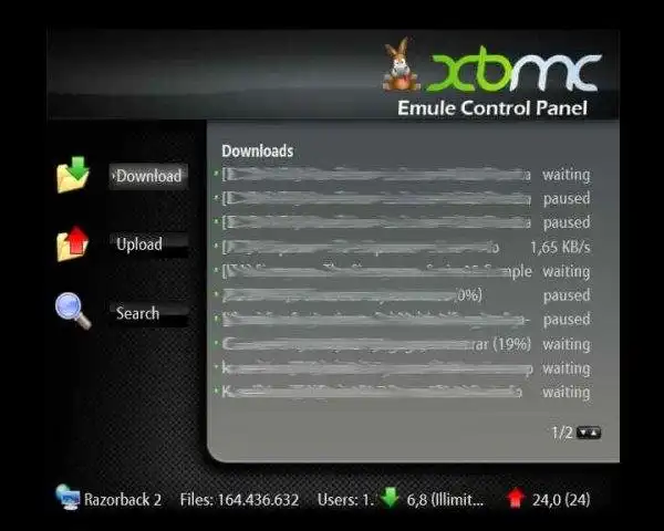 Download web tool or web app XBMC eMule Control Panel