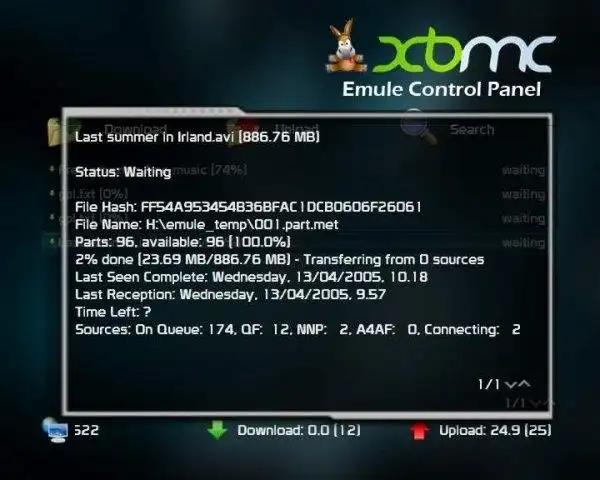 Download web tool or web app XBMC eMule Control Panel