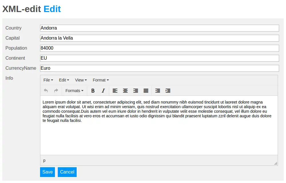 Download web tool or web app XML-edit