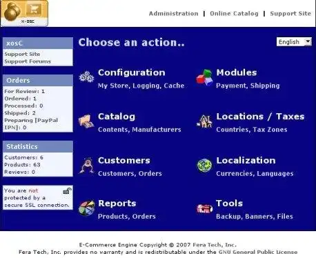 Download web tool or web app XosC eCommerce module for Xoops