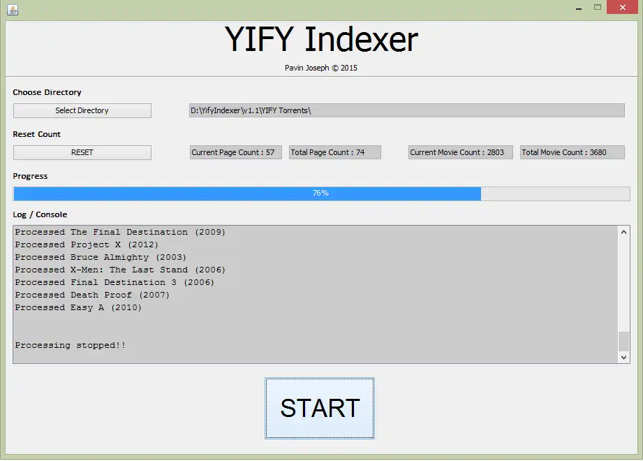 Muat turun alat web atau aplikasi web YIFY Torrent Indexer