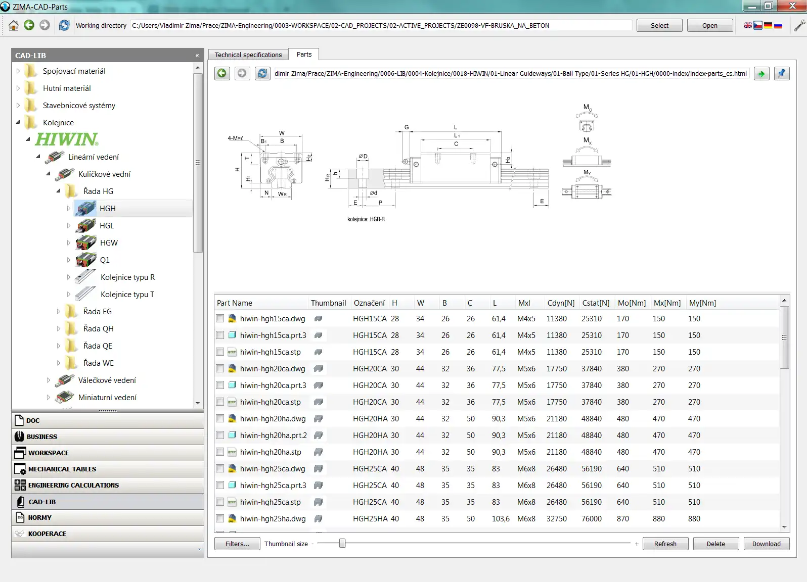 Download web tool or web app ZIMA-CAD-Parts