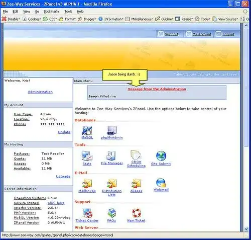 Download web tool or web app Zpanel Online